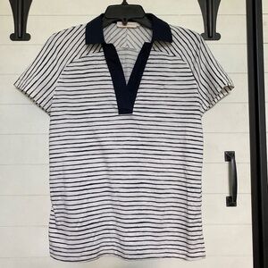 Tory Burch Cotton Striped Polo Shirt Small